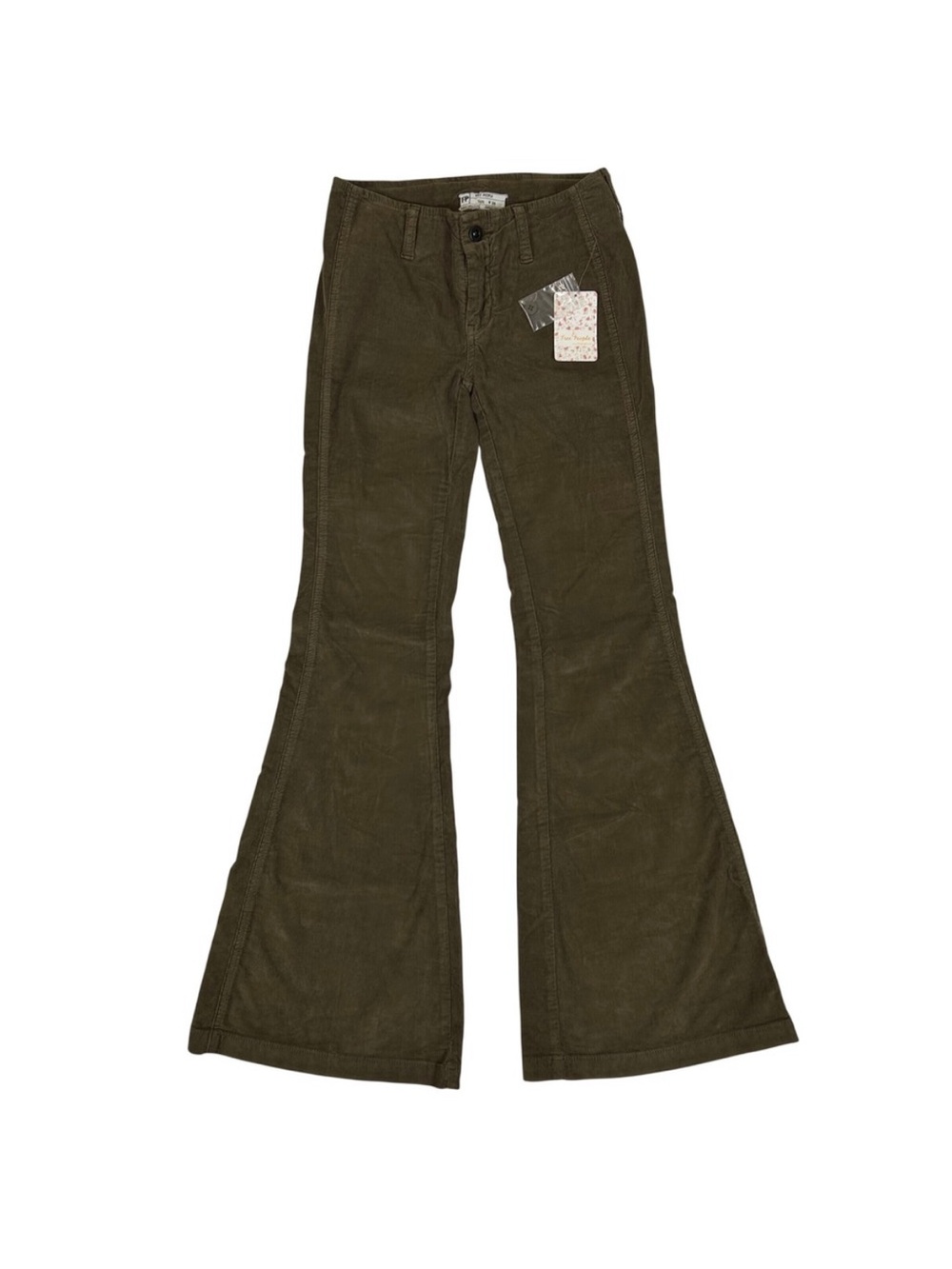 Free People Olive Green Corduroy Flare Jeans